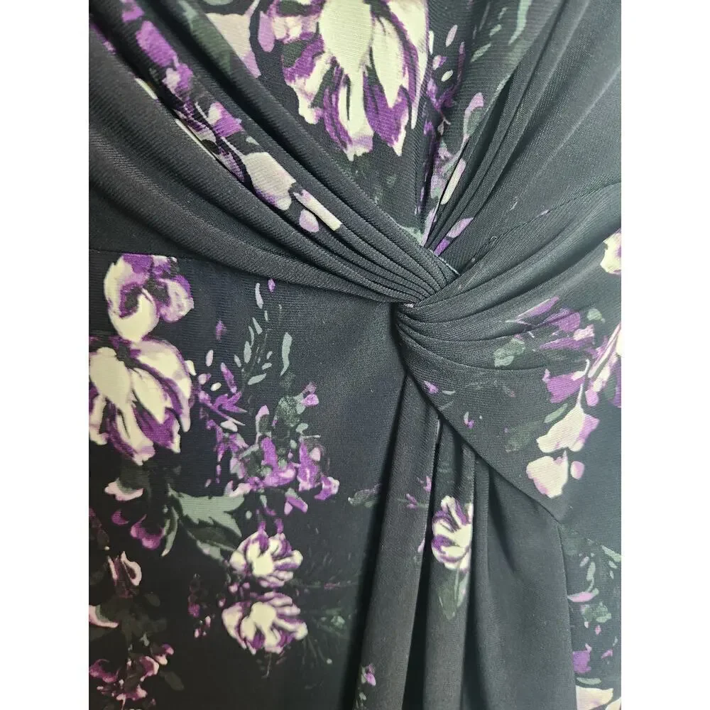 Lauren Ralph Lauren Dark Floral faux wrap dress sz 8 academic Careerwear - Picture 3 of 11